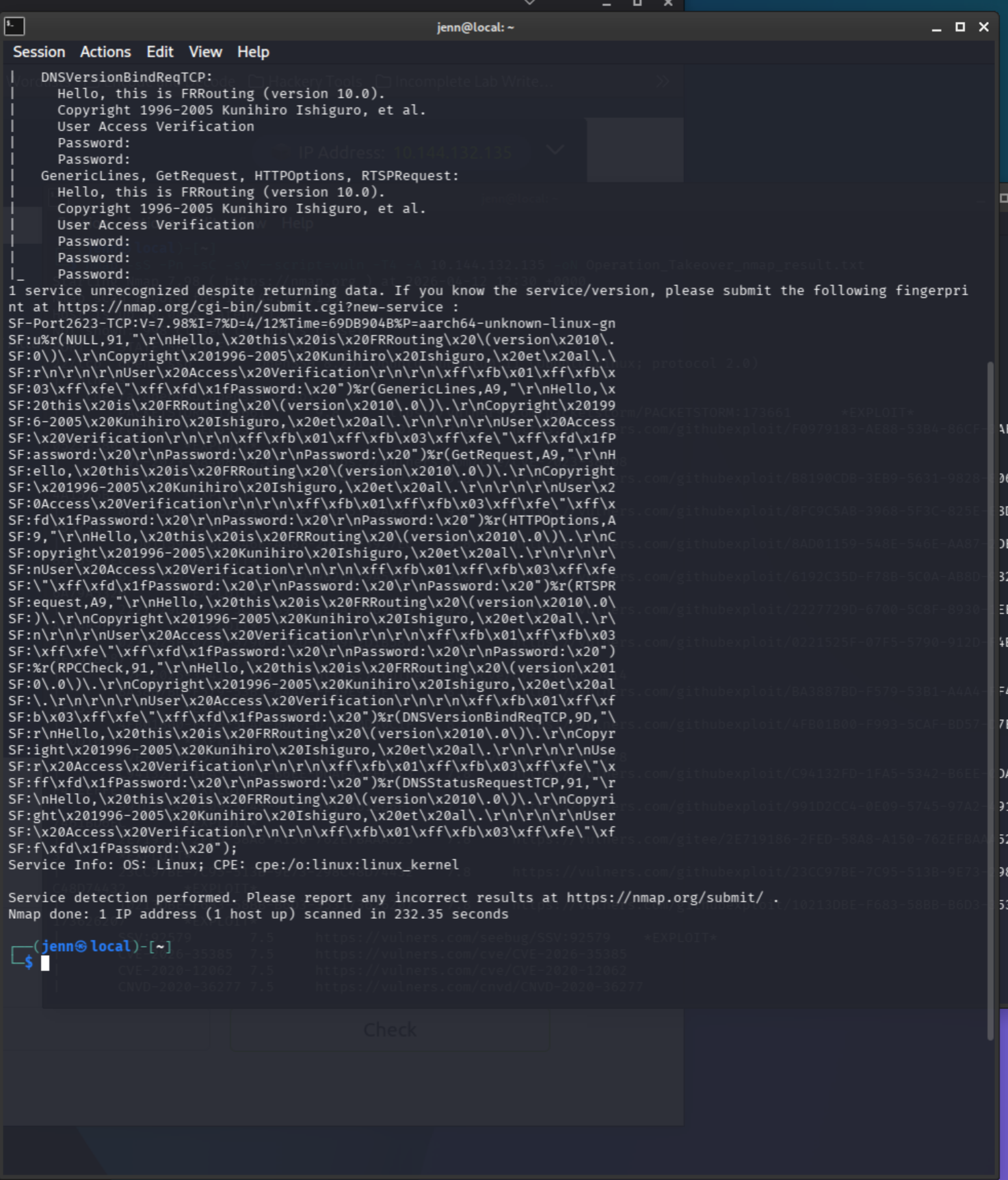 nmap continued output